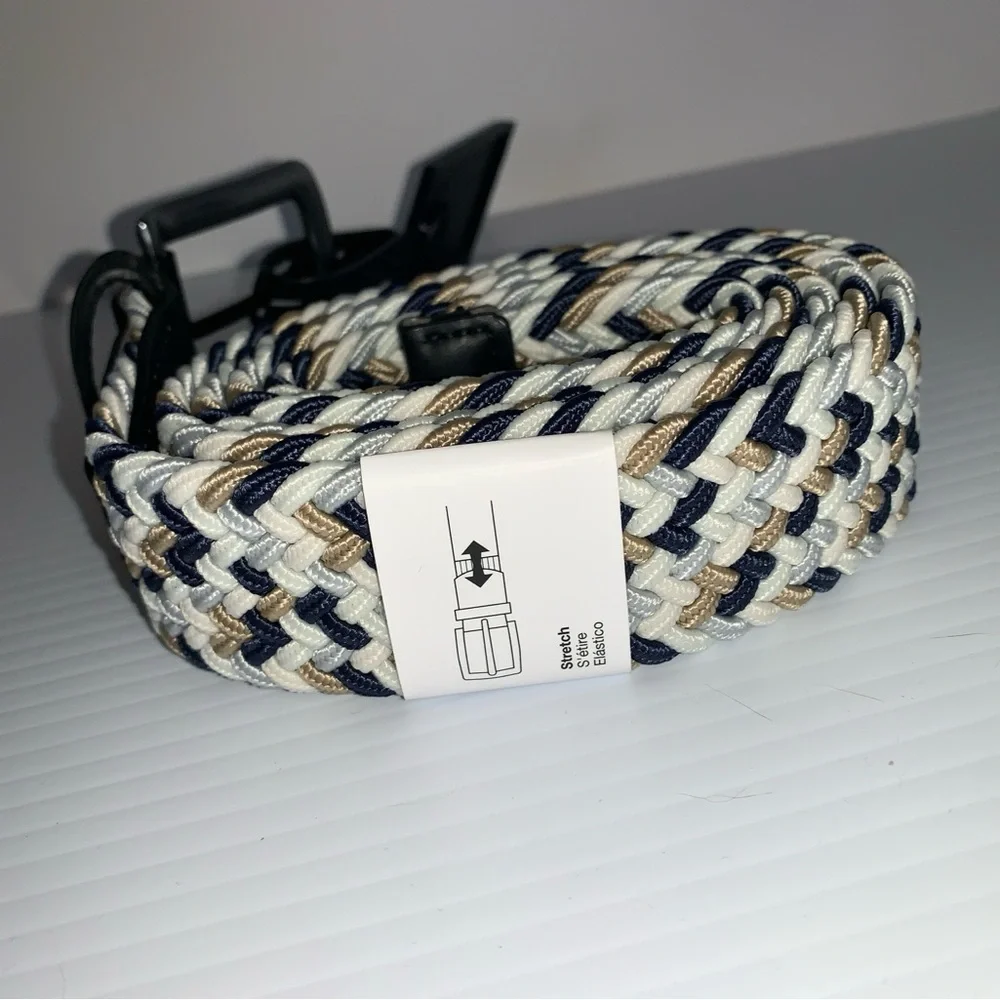 Nike Men’s Belt Woven Stretch Size XL (42-44) Navy / White / Grey / Black NWT